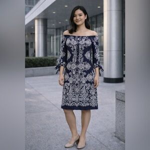 Vince Camuto Purple & White Floral Long Sleeve Dress - Size 2